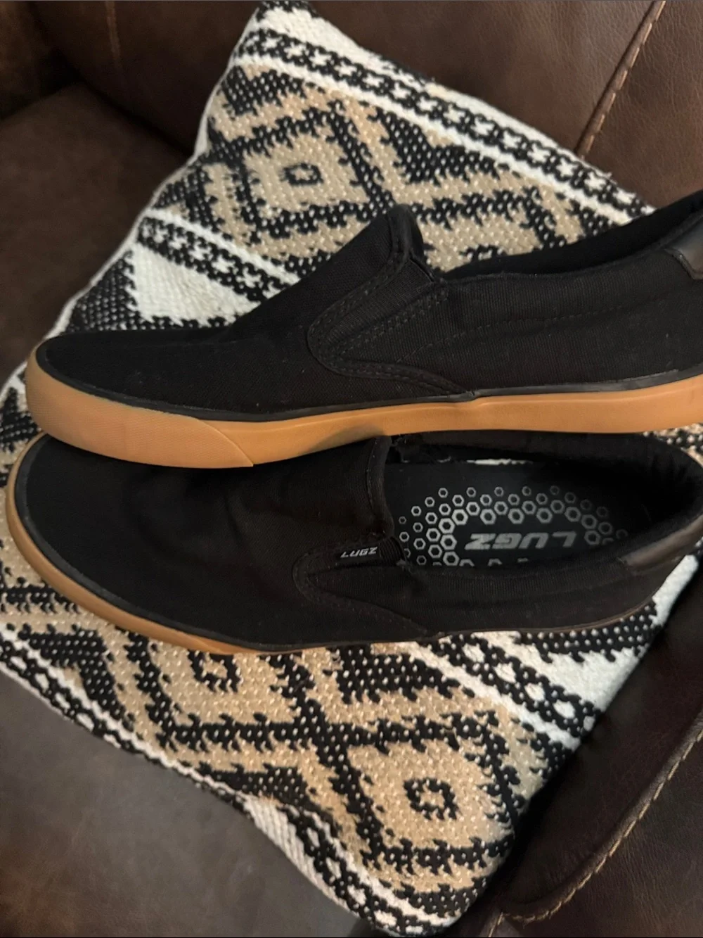 Lugz Men's Black Canvas Slip-On with Gum Outsole